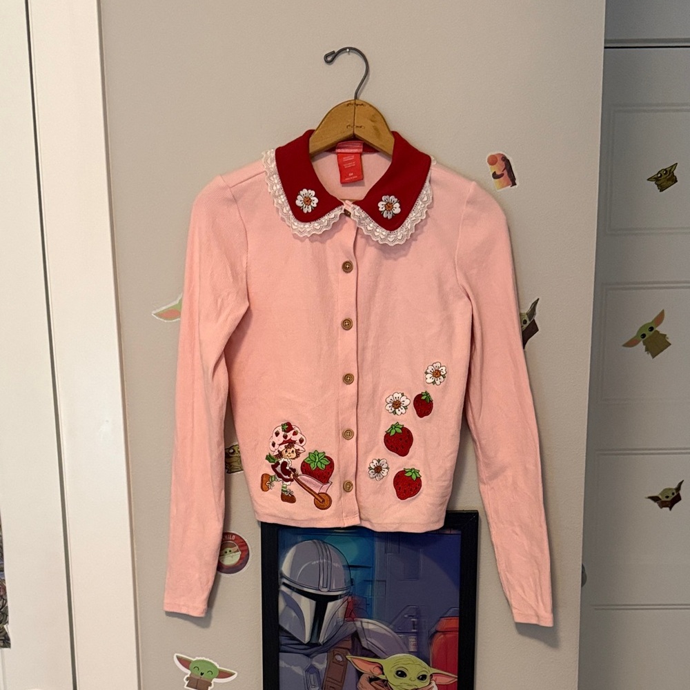 Pink Strawberry Shortcake Embroidered cardigan